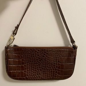 By Far Rachel Shoulder Bag in Nutella Brown Croc